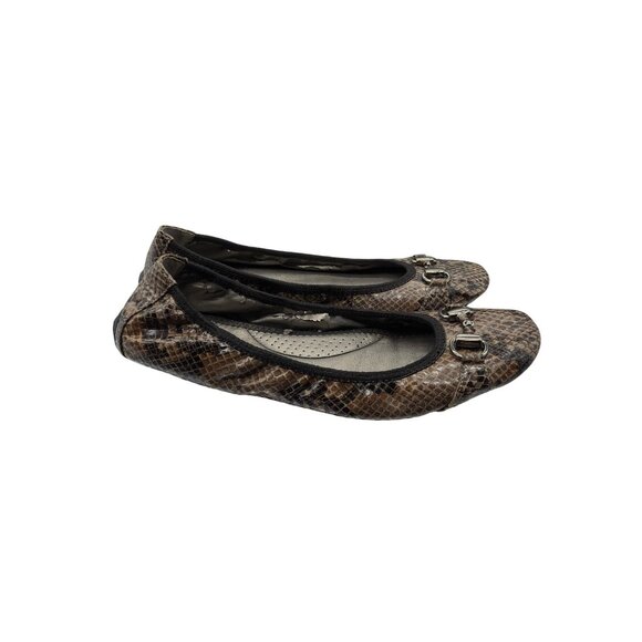 Me Too Womens Snake Print Ballet Flats Size 7.5 With Metal Accents - Picture 3 of 11